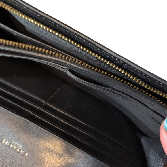 Coach Black Women's Wallet Preloved Zipper Broke Monogram Leather - Picture 6 of 12